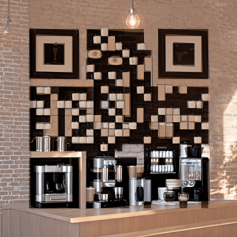 Coffee roastery interior AI art QR code