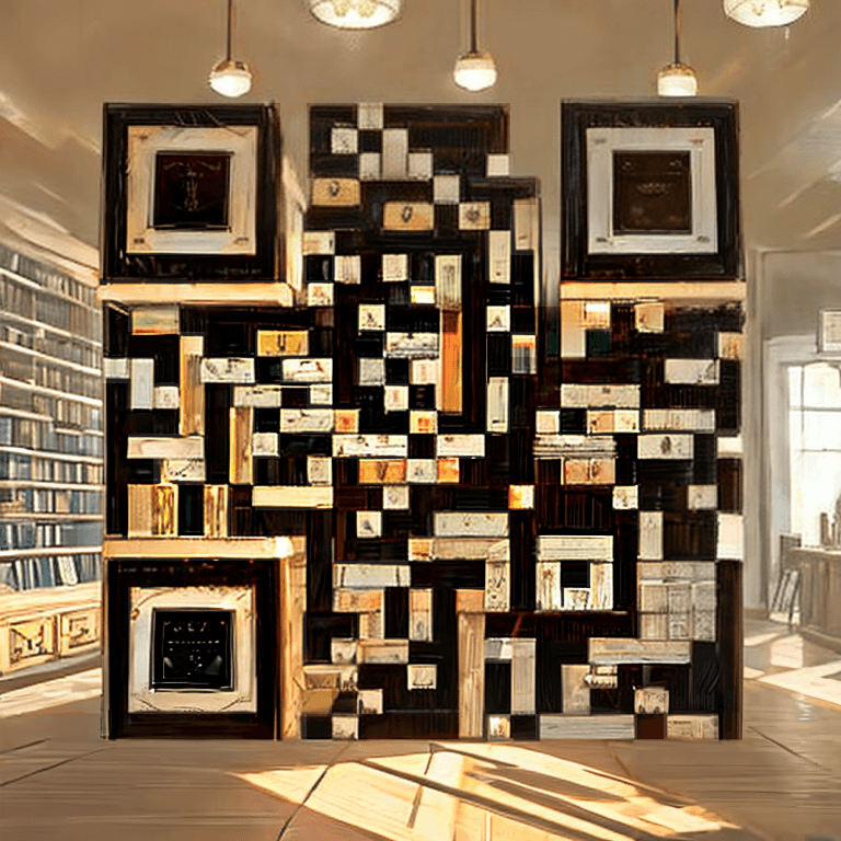Bookshop cafe AI art QR code