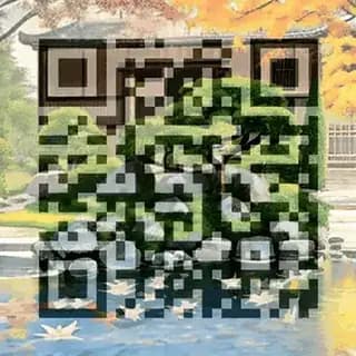 Animated Japanese garden AI art QR code