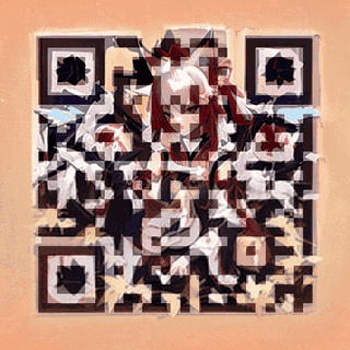 Animated Fox-girl shrine AI art QR code, Drift motion